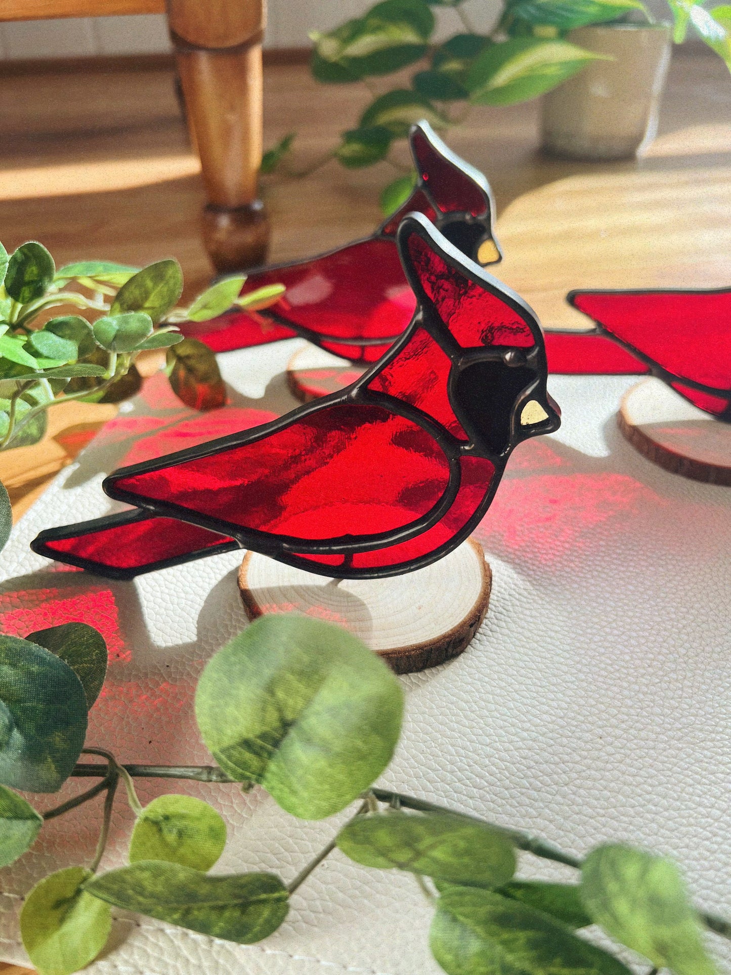 Cardinal With Wooden Round